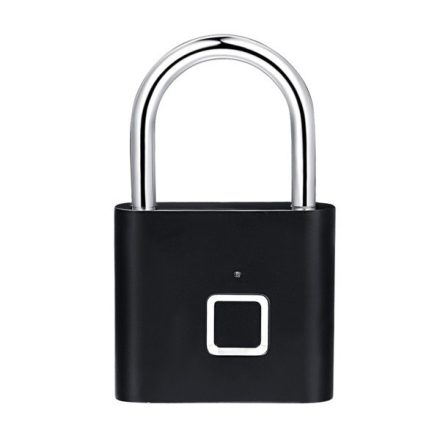 Fingerprint reader padlock, black - one key less