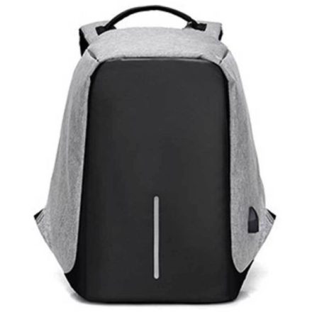 Gray anti-theft laptop backpack