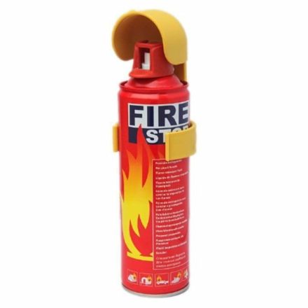 Fire extinguisher in a car with a quick stand